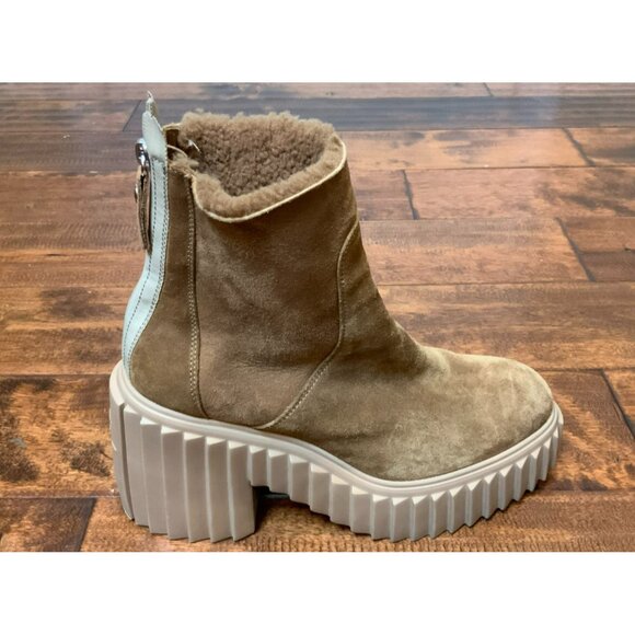 AGL Tiggy Brown Suede Fleece Lined Platform Block Heeled Boots, Size 40.5 | 10.5 - Picture 2 of 10